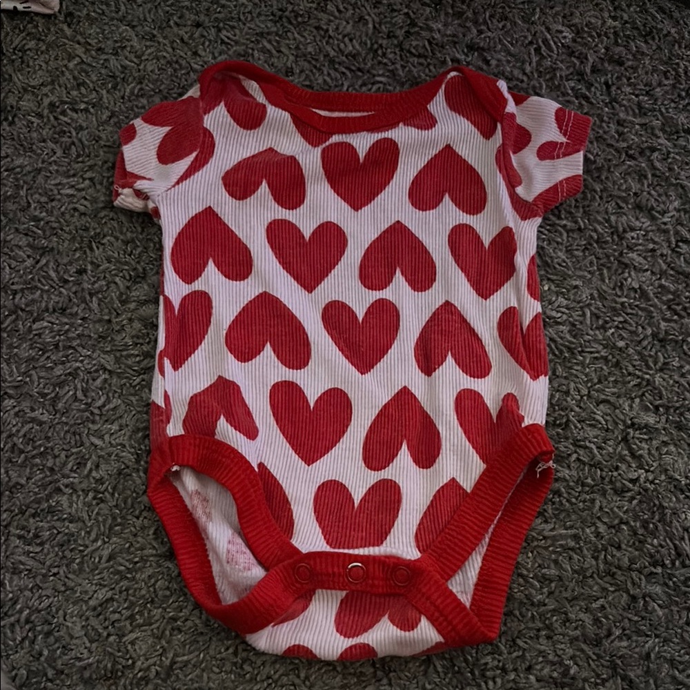 Red and White Heart Bodysuit One Piece